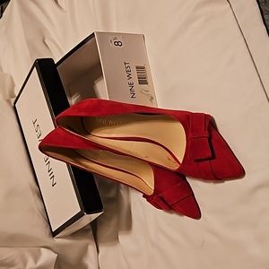 Nine West Red Suede Ladies Pumps - Size 8.5. Worn A Few Times.